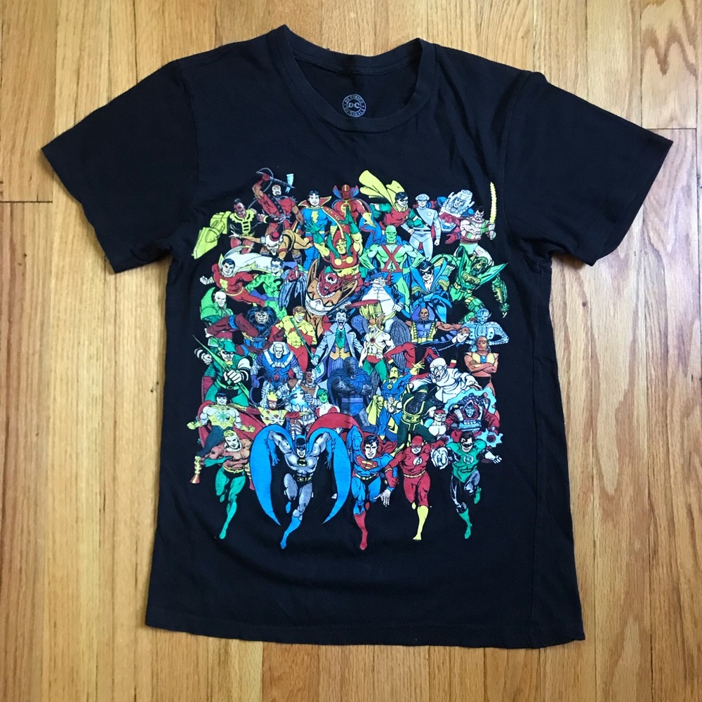 DC Comics Black Short-Sleeve Superhero Collage Tee Small